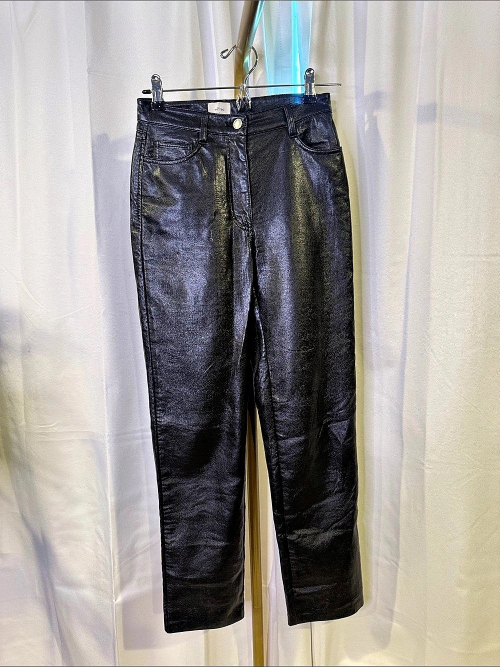 Aritzia Wilfred Black Vegan Leather Straight Leg Pants
